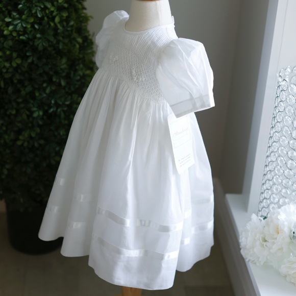 Strasburg Dress Smocked White Size 18 Month Special Occasion Flower Girl - Picture 2 of 5